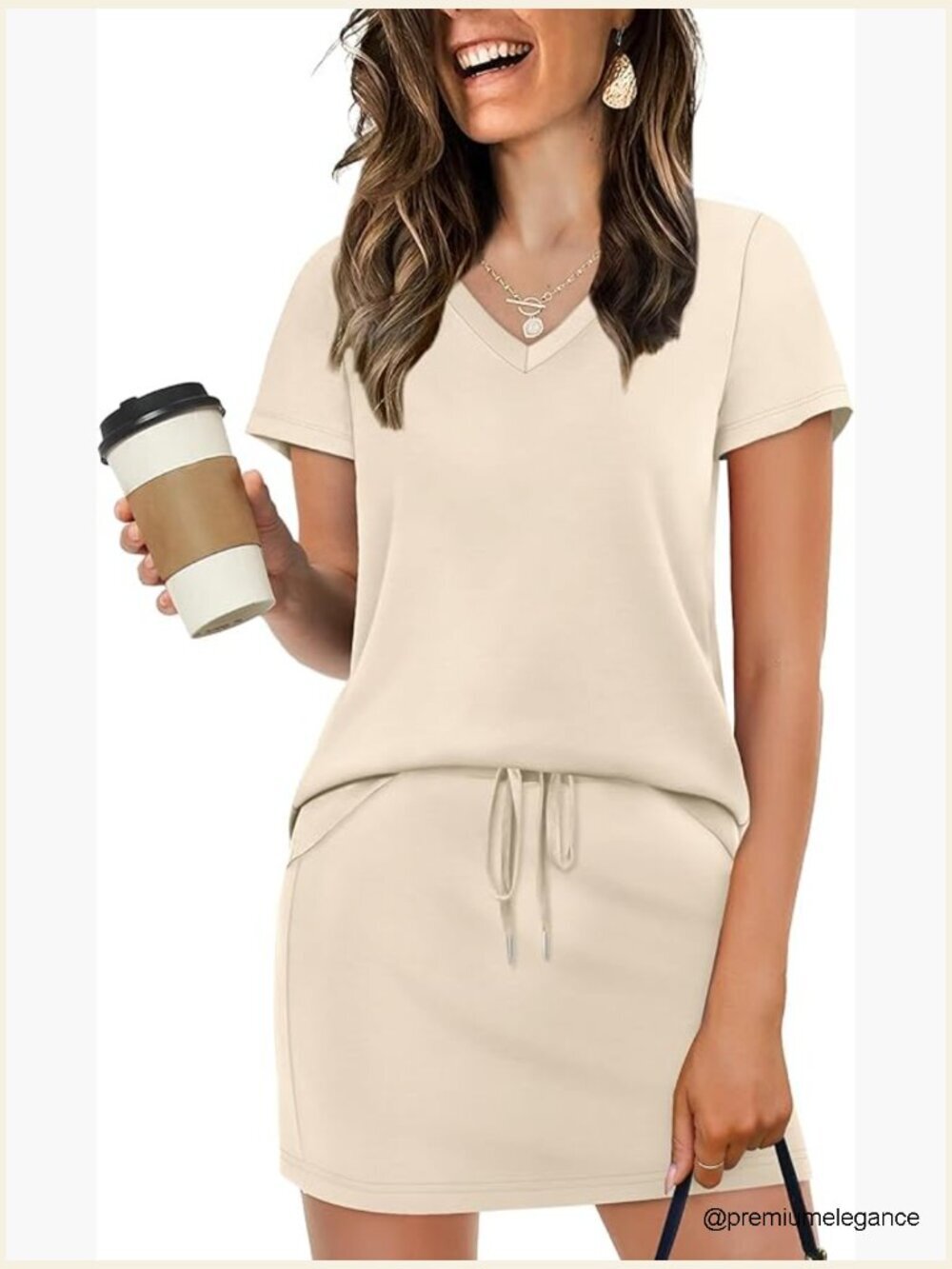 2 Piece Skirt Set with Shorts Built-In for Tennis Golf Travel Lounge Activewear